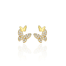 Shangjie OEM joyas 2021 Fashion Dainty Earrings Silver Gold Plated Zircon Studs Earrings Butterfly Earrings for Women